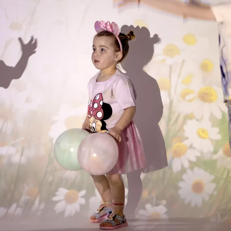 Conjunto Saia e Bandolete Minnie Rosa Glitter