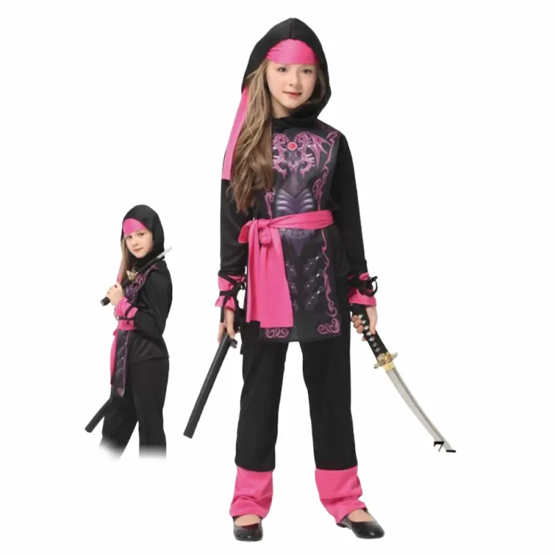 Fato de Ninja Rosa Disfarce Menina 3 a 4 Anos