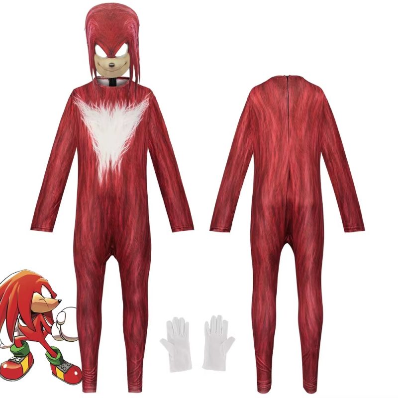 Disfarce Knuckles Sonic Máscara e Luvas Vermelho Criança 8 Anos 140 cm