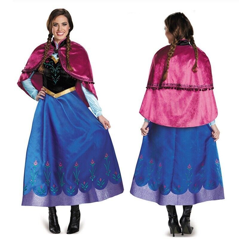 Fato de Anna Frozen Disfarce Vestido Tamanho L