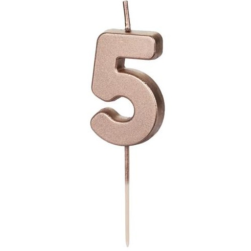 Vela de Aniversário Número 5 Rose Gold com 4.5 cm