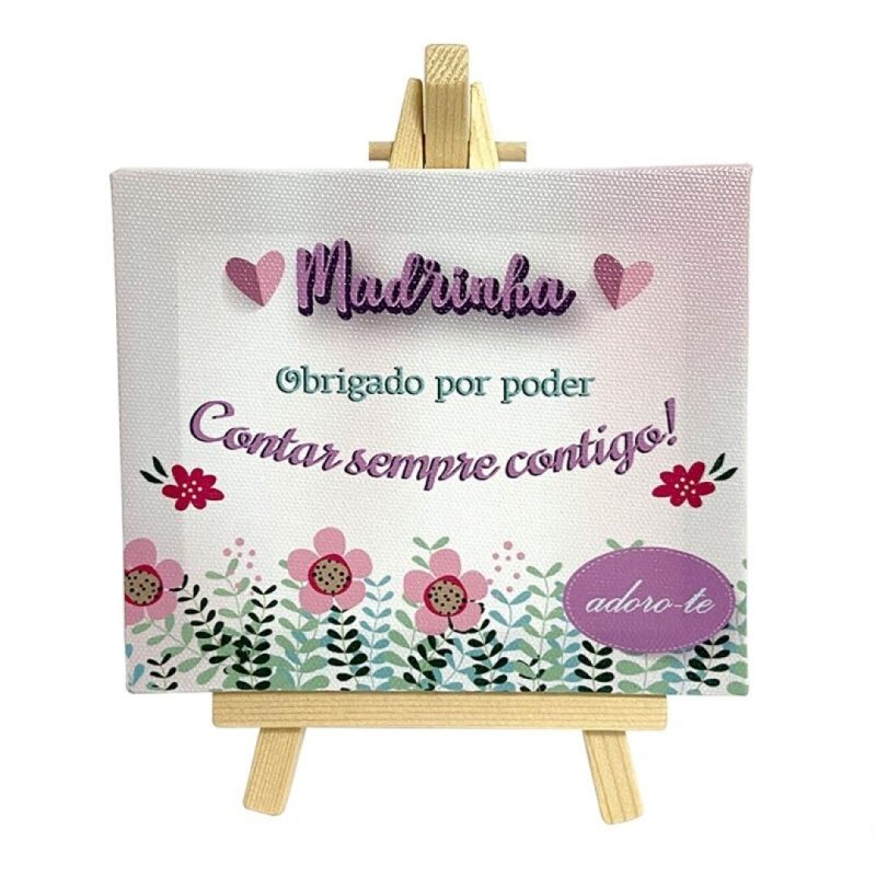 Tela com Cavalete Madrinha Adoro-te 12x8 cm