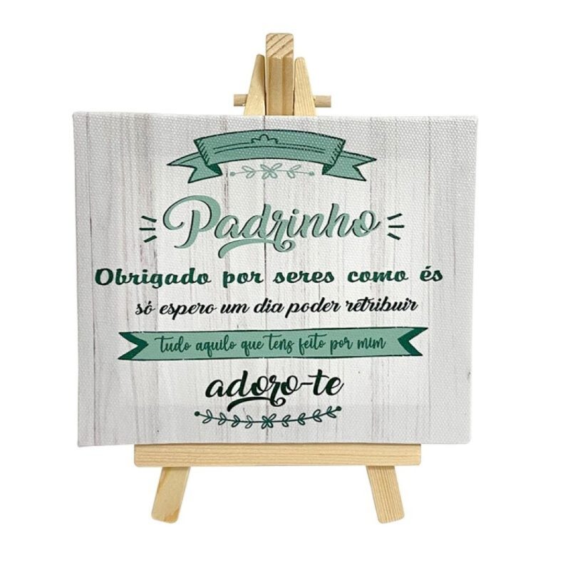 Tela com Cavalete Padrinho Adoro-te 12x8 cm