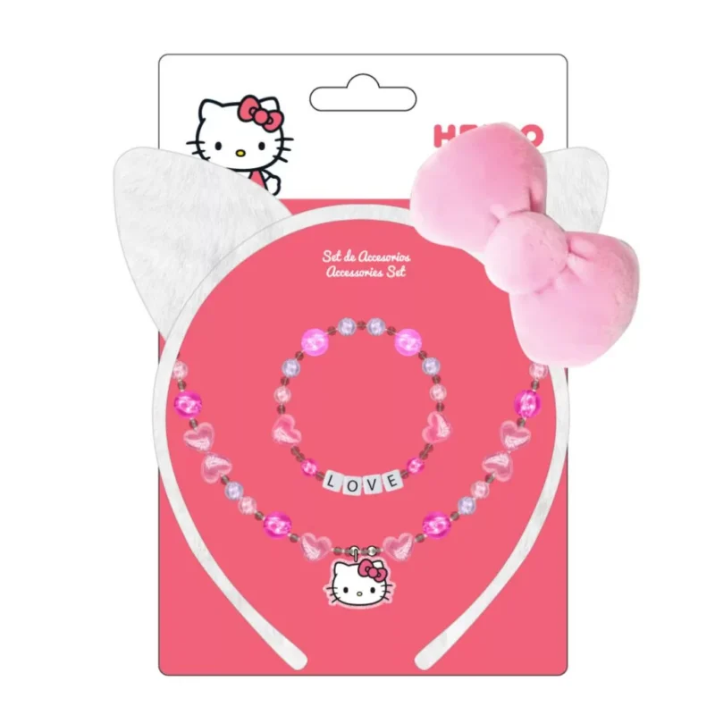 Conjunto de Bandolete e Acessórios da Hello Kitty
