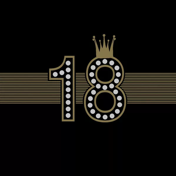 20 Guardanapos 18 Anos Preto e Dourado 33x33 cm