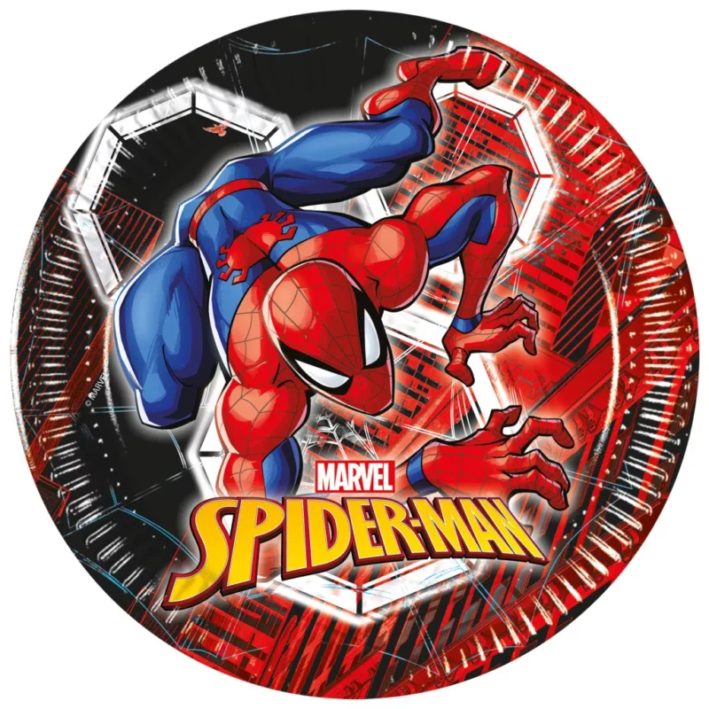 8 Pratos do Homem Aranha em Papel com 20 cm