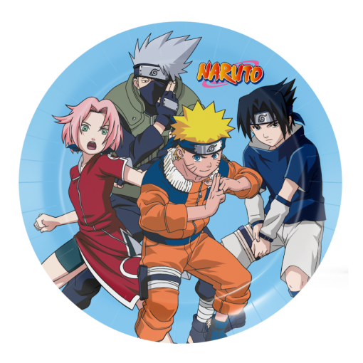 8 Pratos do Naruto em Papel Festa 18 cm