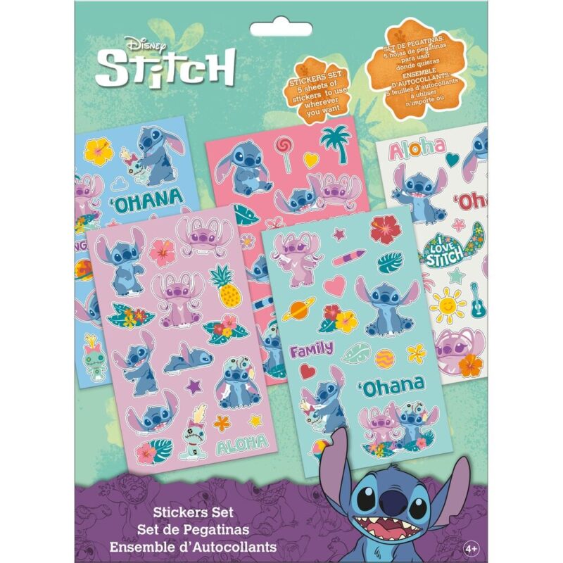 5 Folhas com Autocolantes do Stitch Disney