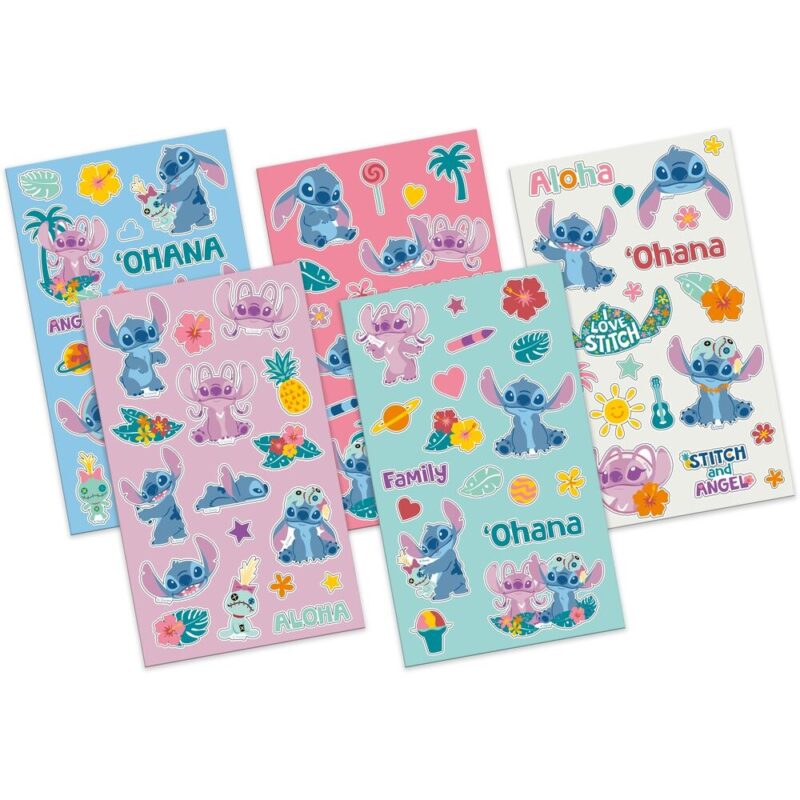 5 Folhas com Autocolantes do Stitch Disney