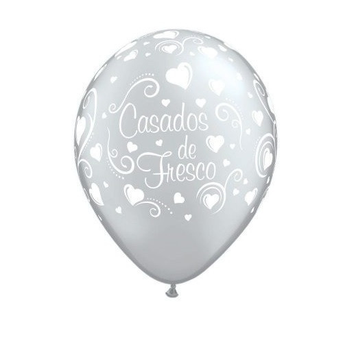 Balão Casados de Fresco Prata Látex 30 cm