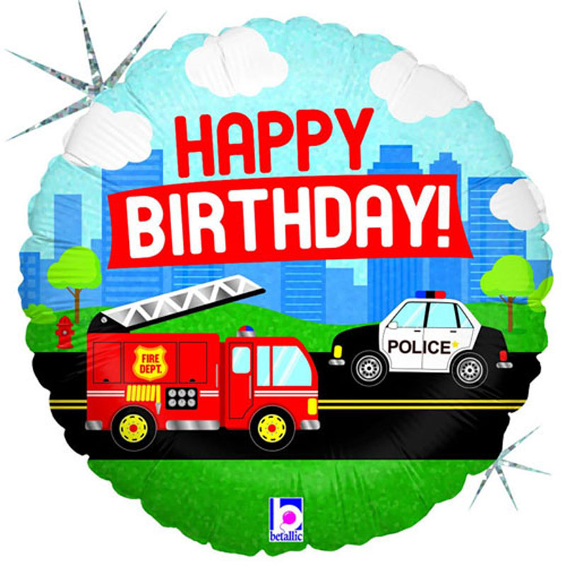 Balão Happy Birthday Veículos Foil 46 cm