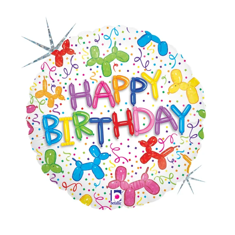 Balão Happy Birthday Cães Retro Foil 46 cm