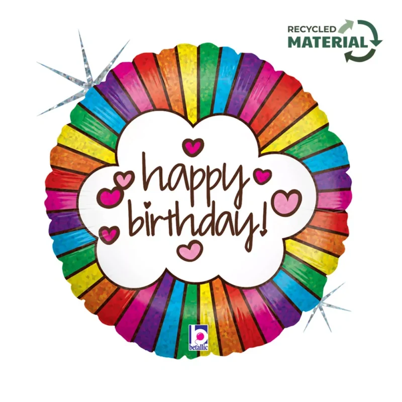 Balão Happy Birthday Festa Retro Foil 46 cm