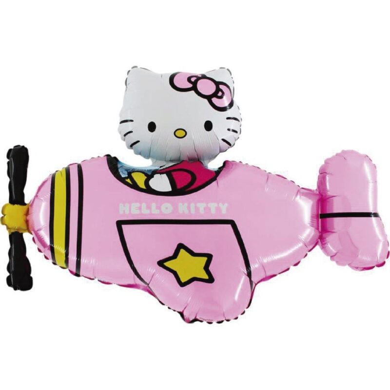 Balão Hello Kitty Foil Figura Avião Rosa 76 cm