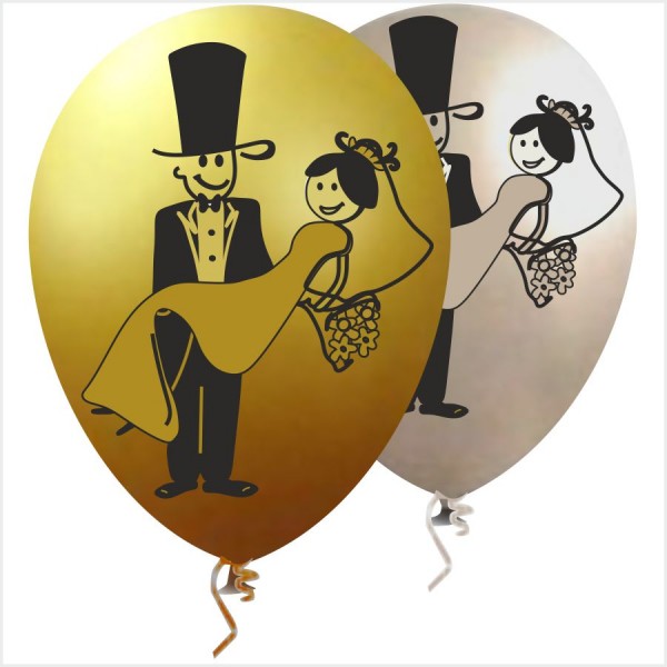 Balão Noivos Látex 32 cm Mix Dourado e Prata