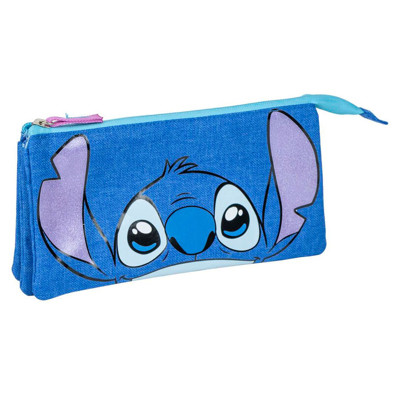 Estojo do Stitch Triplo Azul Escolar 22.5 cm
