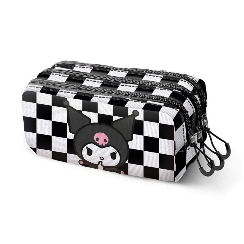 Estojo Triplo Kuromi Hello Kitty Escolar de 23 cm