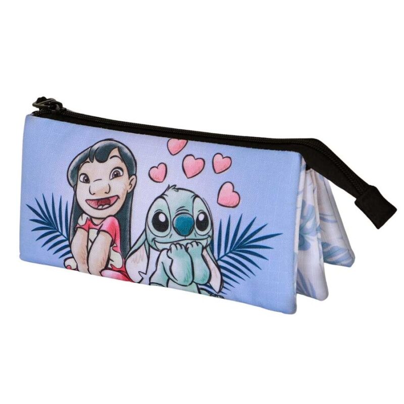 Estojo Lilo e Stitch Ohana Triplo Azul Escolar 23 cm