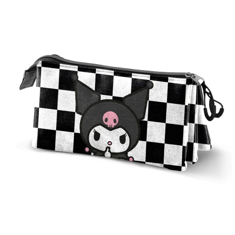 Estojo Triplo da Kuromi Hello Kitty Escolar de 23 cm