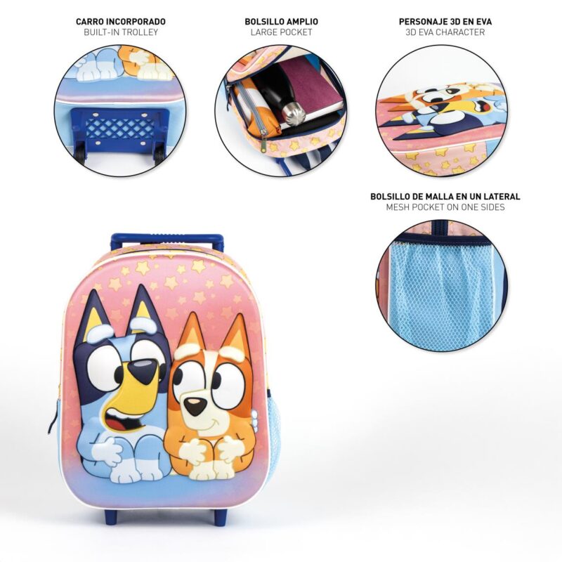Mochila da Bluey Trolley Pré-Escolar 3D 31 cm