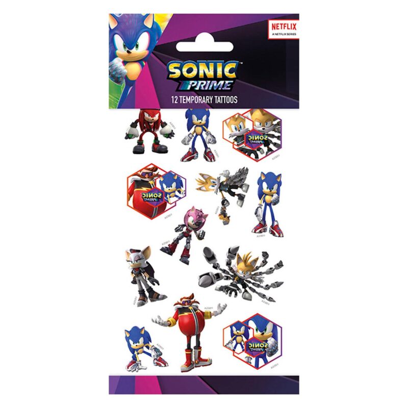 12 Tatuagens Temporárias Mix Sonic Infantis