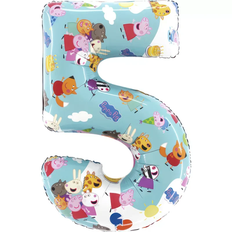 Balão Porquinha Peppa Número 5 Foil 66 cm