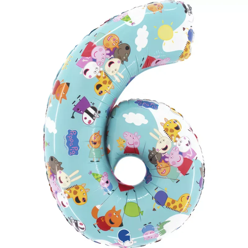 Balão Porquinha Peppa Número 6 Foil 66 cm