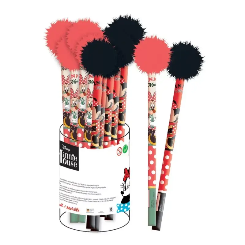 Brinde Lápis Minnie Mouse com Topo Pompom