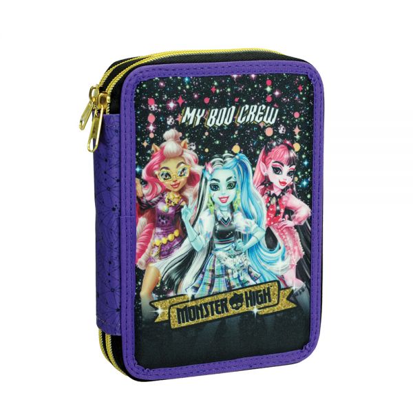 Estojo das Monster High Duplo com Material Escolar 20 cm