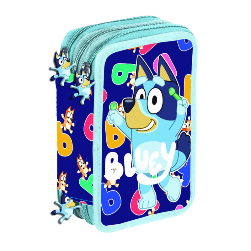 Estojo da Bluey Escolar Triplo com Material Escolar 20 cm