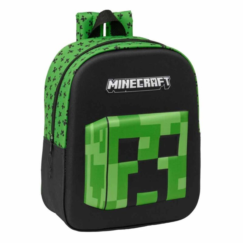 Mochila do Minecraft Creeper Pré-Escolar 3D 27 cm