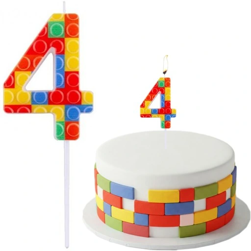 Vela Peça de Lego Número 4 10.5 cm