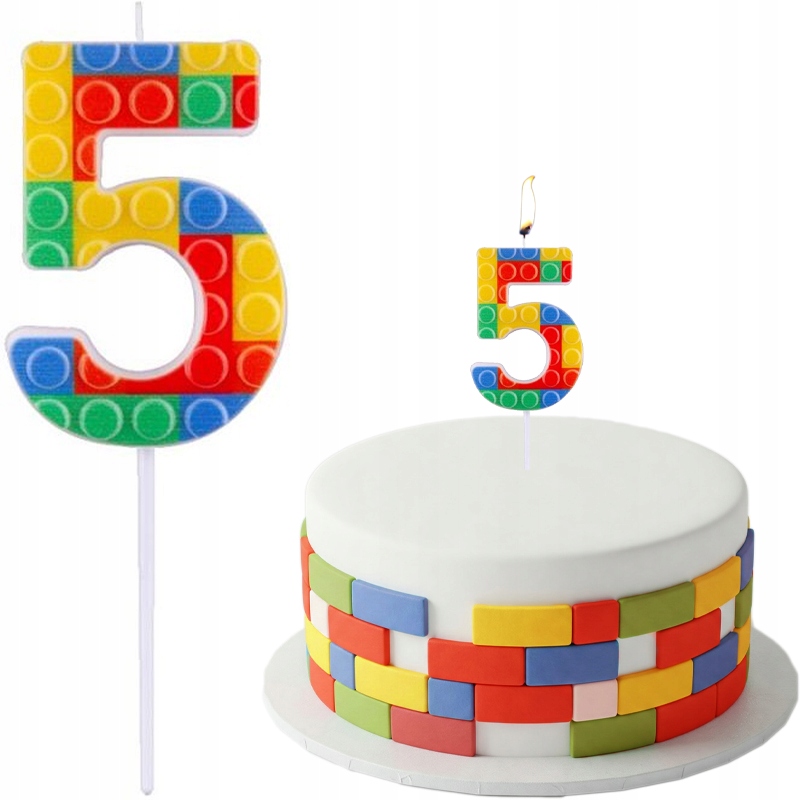 Vela Peça de Lego Número 5 10.5 cm