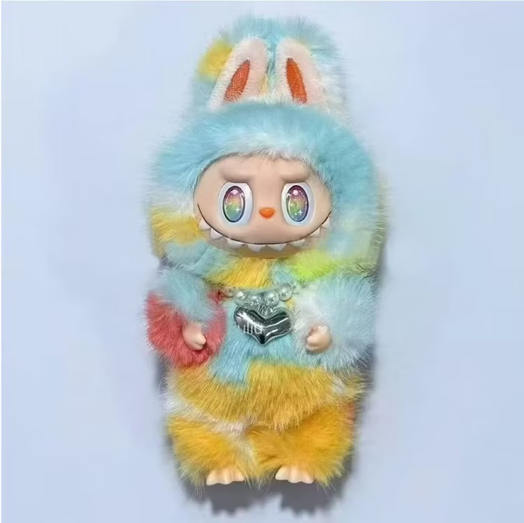Figura Labubu Lovely Doll Colar Raimbow Surpresa em Caixa Dupe