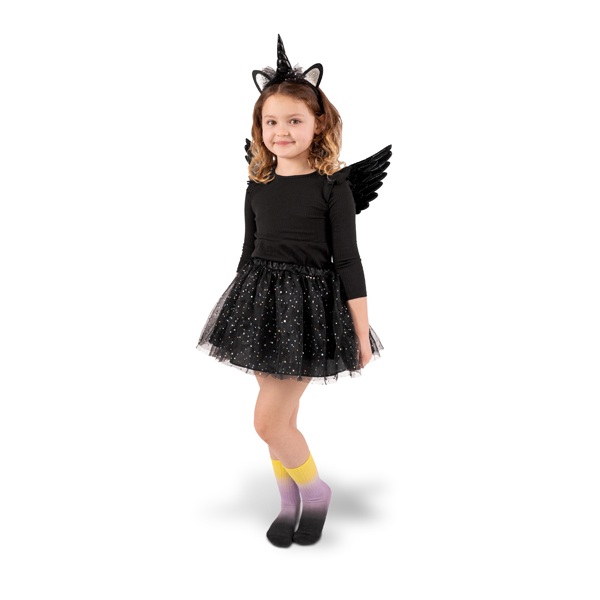 Disfarce de Halloween Unicórnio Preto 116-128 cm