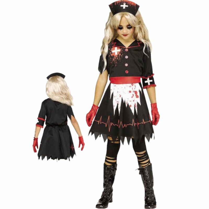 Disfarce Vestido Enfermeira Zombie Preto 7 a 9 Anos