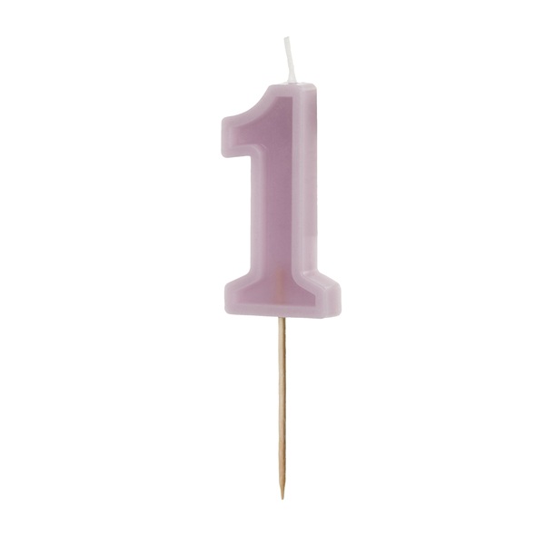Vela de Aniversário Número 1 Violeta com 6 cm