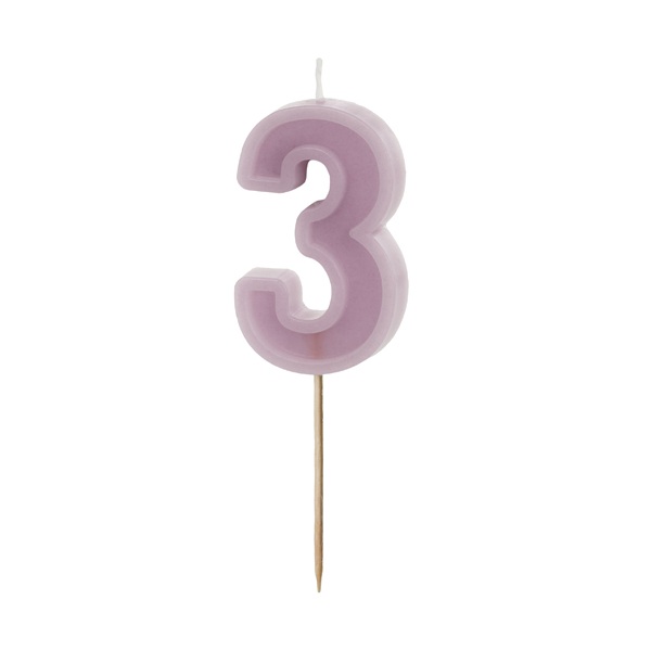 Vela de Aniversário Número 3 Violeta com 6 cm