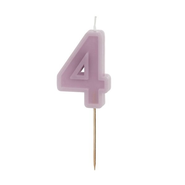 Vela de Aniversário Número 4 Violeta com 6 cm