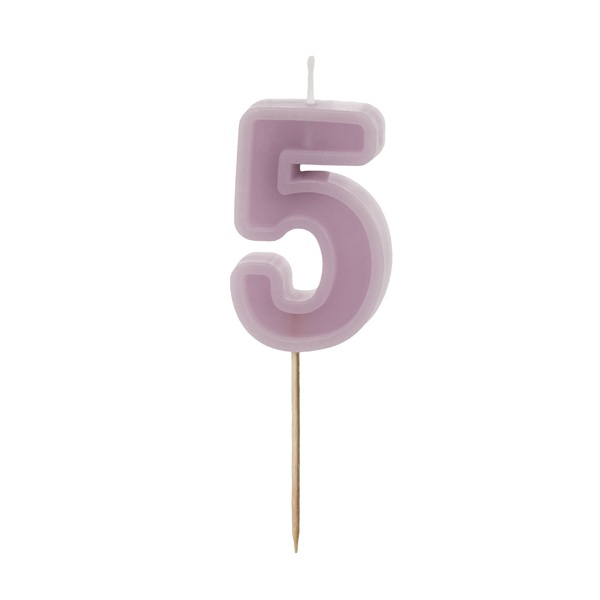 Vela de Aniversário Número 5 Violeta com 6 cm